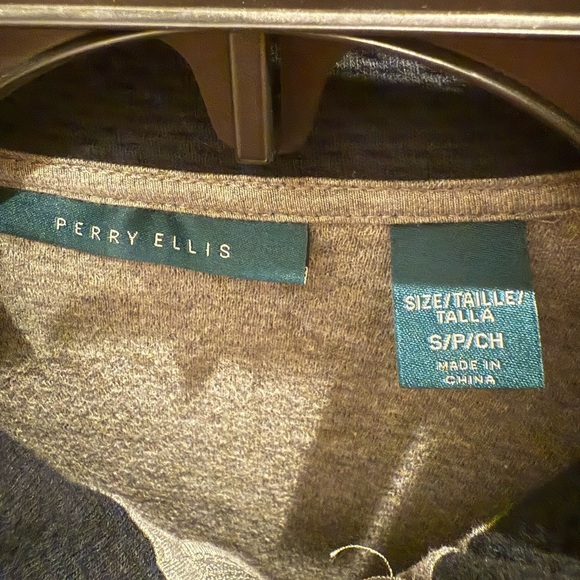 Perry Ellis Grayish Cotton Poly Fleece Zippered SWEATER Small - Picture 3 of 3